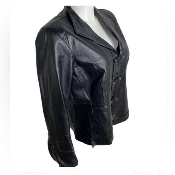 Pamela McCoy Black Genuine Leather Jacket W/Bell Sleeves Size 1x - Picture 2 of 7